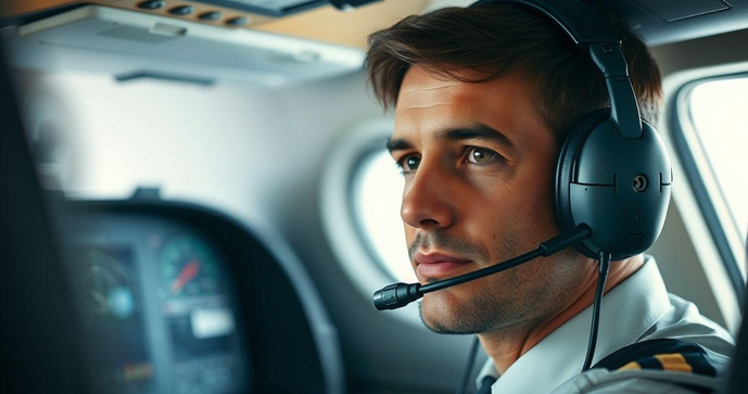 Fone de ouvido para piloto de avi&atilde;o