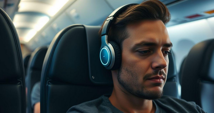 Fone de ouvido avi&atilde;o potencializa sua experi&ecirc;ncia de viagem